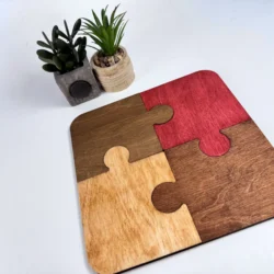 Fa puzzle poháralátét különböző színekben