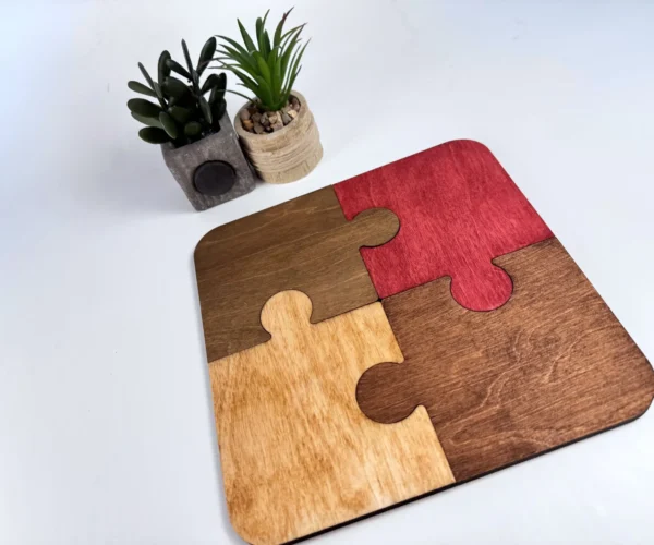 Fa puzzle poháralátét különböző színekben