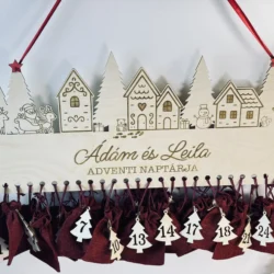 Adventi naptár gyerekeknek névvel és téli jelenetekkel díszítve