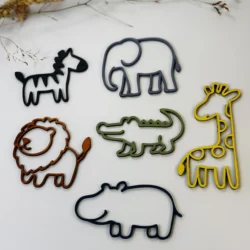 Szafari hangulatú fa állatfigura szett