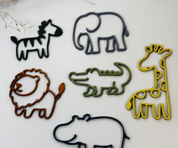 Szafari hangulatú fa állatfigura szett