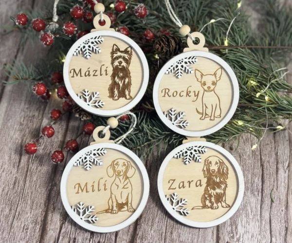 egyedi karácsonyi kutyaemlék