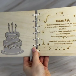 születésnapi üdvözlőlap fából