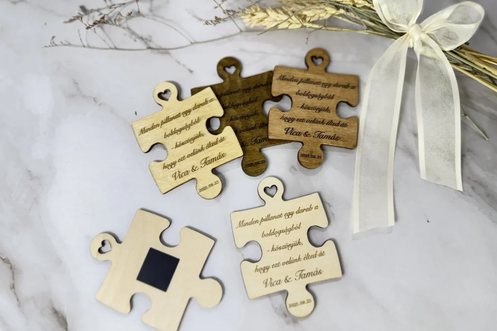 esküvői köszönőajándék puzzle mágnes