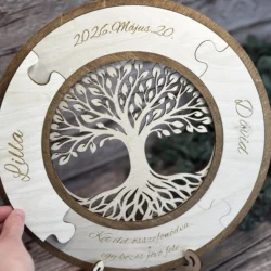 sküvői ceremónia puzzle Örök Életfa gravírozott fa esküvői szertartás kellék