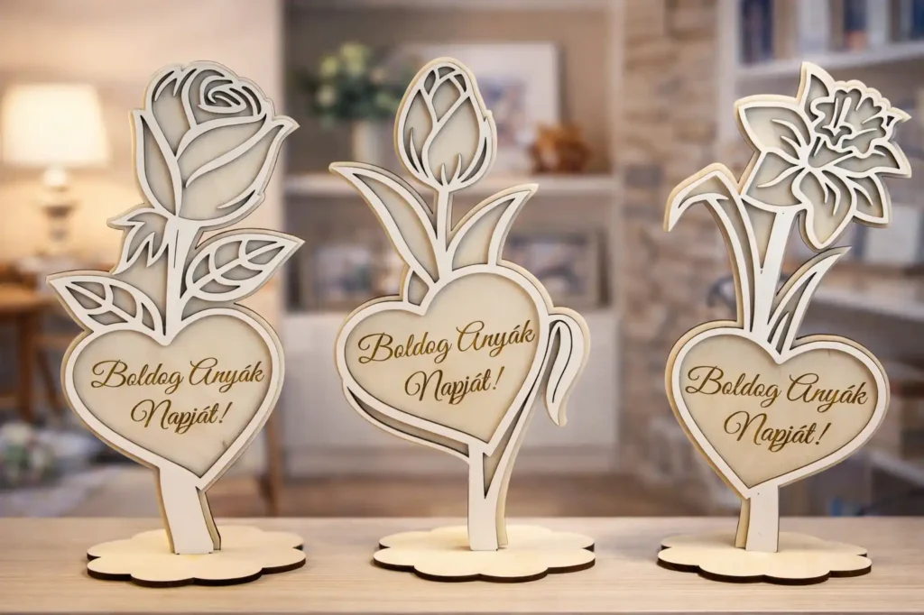 Anyák napi fa virágdísz háromféle virágmintával