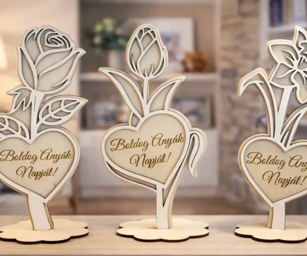 Anyák napi fa virágdísz háromféle virágmintával