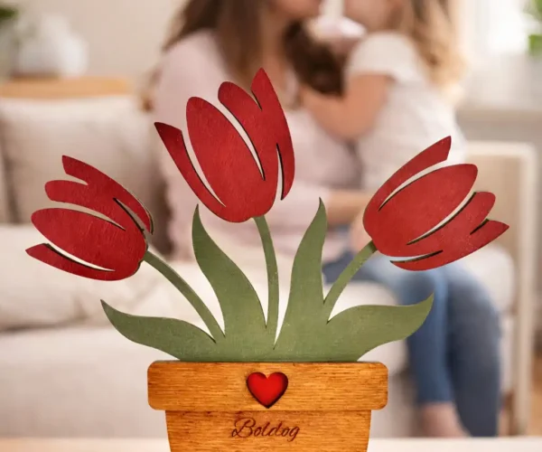 Anyák napi tulipános fa dísz