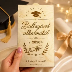 Ballagási pénzátadó doboz Ünnepi Mérföldkő gravírozott mintával