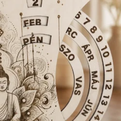 Buddha fa öröknaptár részletgazdag mandala mintával és egyedi idézettel