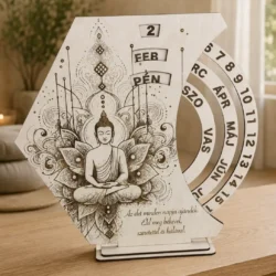 Buddha fa öröknaptár részletgazdag mandala mintával és egyedi idézettel