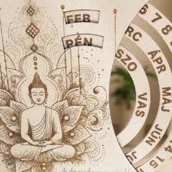 Buddha fa öröknaptár részletgazdag mandala mintával és egyedi idézettel
