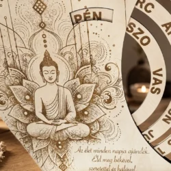 Buddha fa öröknaptár részletgazdag mandala mintával és egyedi idézettel