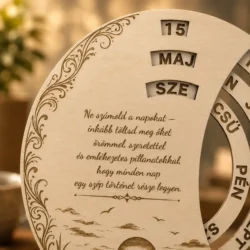 egyedi fa öröknaptár személyes gravírozott szöveggel