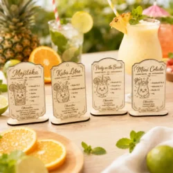 Gyerek koktél recept tábla szett négy alkoholmentes ital receptjével
