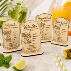 Gyerek koktél recept tábla szett négy alkoholmentes ital receptjével