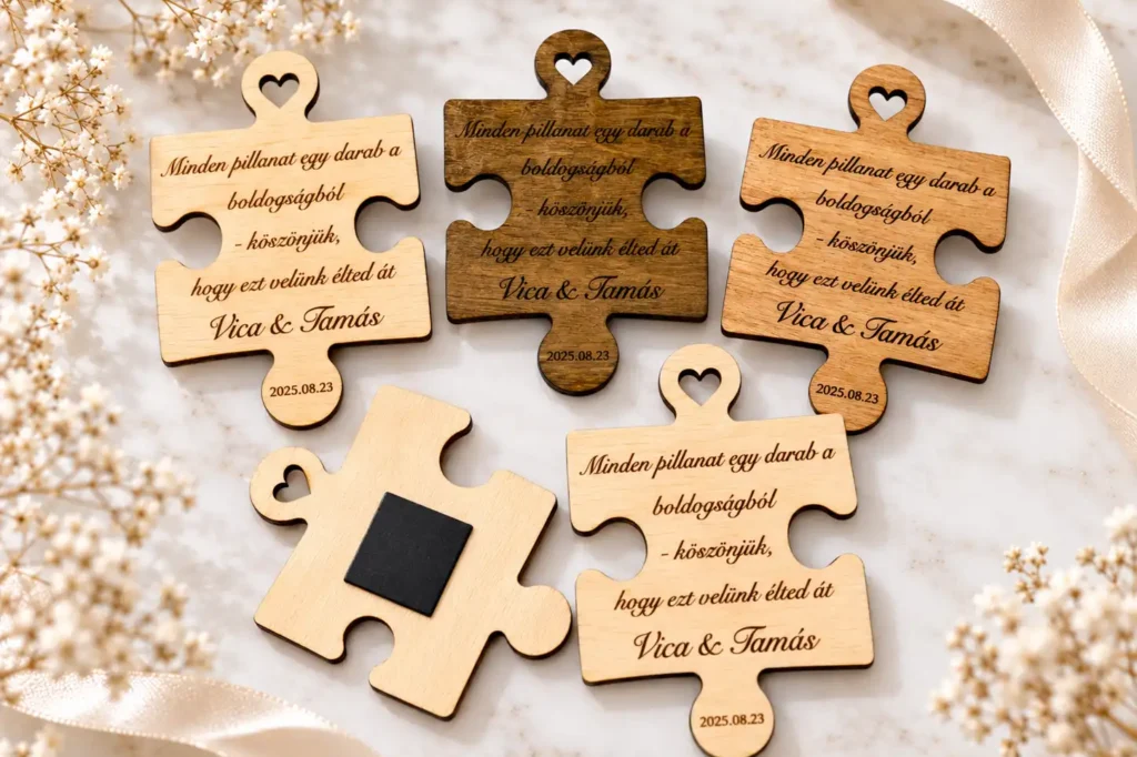 Esküvői köszönőajándék – mágneses puzzle vendégeknek