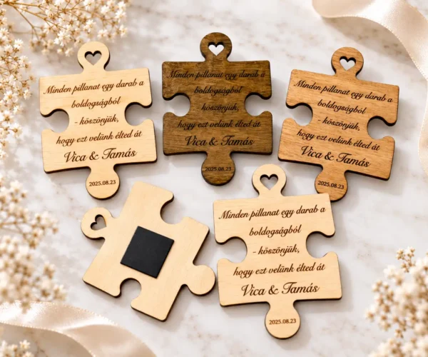 Esküvői köszönőajándék – mágneses puzzle vendégeknek